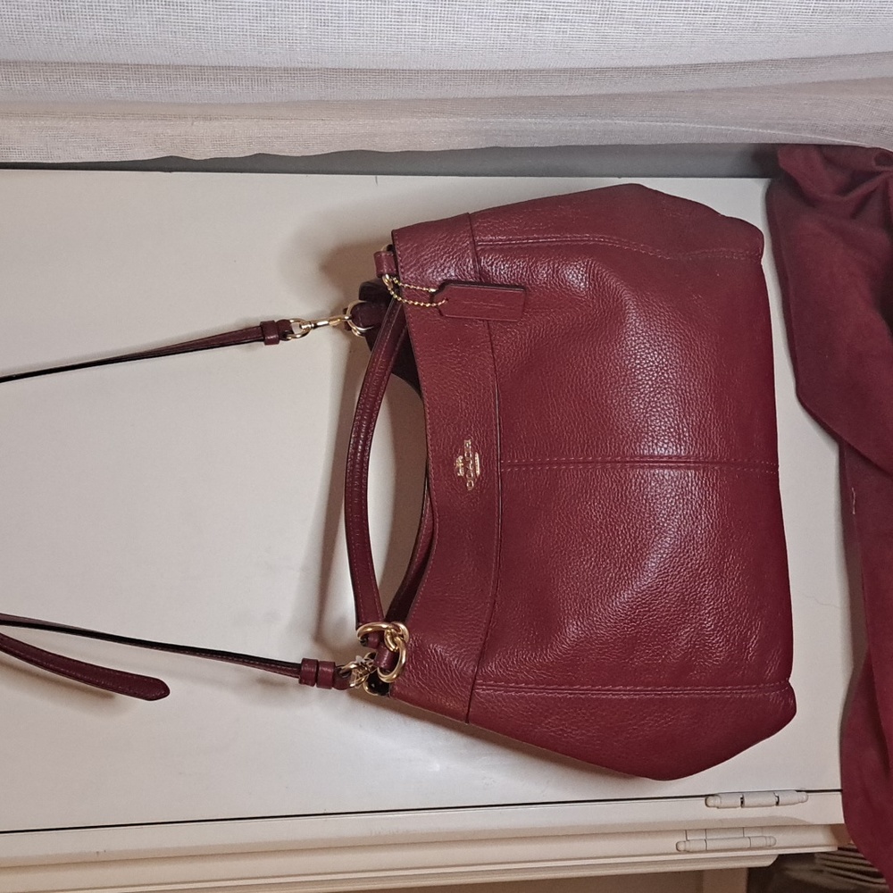 NEW Coach Lexy Pebble Soft Dark Red Leather Satchel Crossbody - Picture 4 of 9